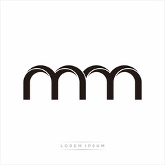 mm Initial Letter Split Lowercase Modern Monogram linked outline rounded logo
