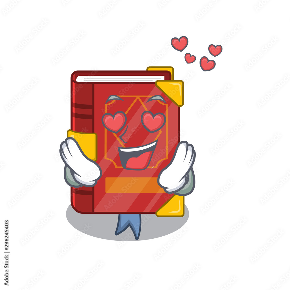 Sticker In love magic spell book isolated in character