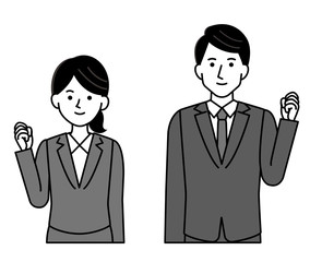 男女　ビジネスマン　頑張る　イラスト
