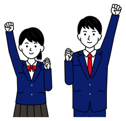 勉強　がんばる　学生　男女　