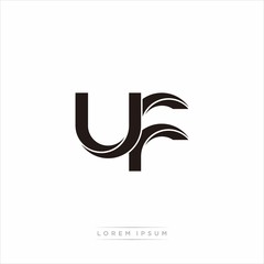 uf Initial Letter Split Lowercase Modern Monogram linked outline rounded logo