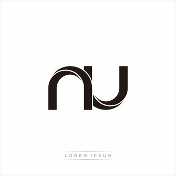 nu Initial Letter Split Lowercase Modern Monogram linked outline rounded logo