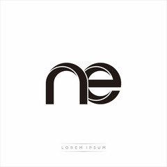 ne Initial Letter Split Lowercase Modern Monogram linked outline rounded logo