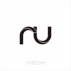 ru Initial Letter Split Lowercase Modern Monogram linked outline rounded logo