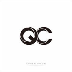 qc Initial Letter Split Lowercase Modern Monogram linked outline rounded logo