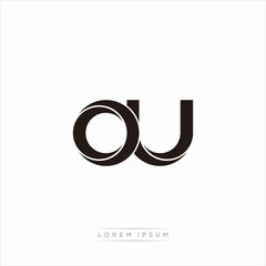 ou Initial Letter Split Lowercase Modern Monogram linked outline rounded logo