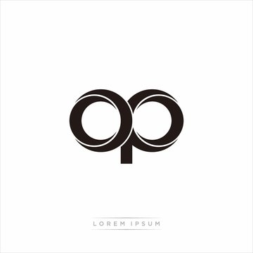 op Initial Letter Split Lowercase Modern Monogram linked outline rounded logo