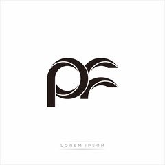 pf Initial Letter Split Lowercase Modern Monogram linked outline rounded logo