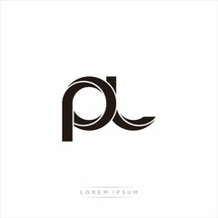 pl Initial Letter Split Lowercase Modern Monogram linked outline rounded logo
