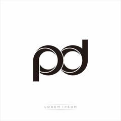 Fototapeta premium pd Initial Letter Split Lowercase Modern Monogram linked outline rounded logo