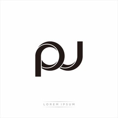 pj Initial Letter Split Lowercase Modern Monogram linked outline rounded logo