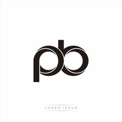 pb Initial Letter Split Lowercase Modern Monogram linked outline rounded logo