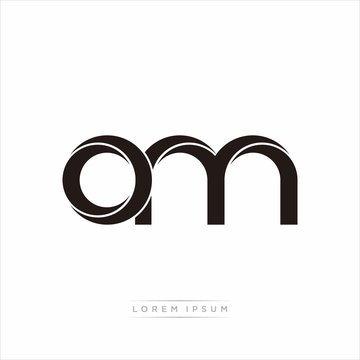 om Initial Letter Split Lowercase Modern Monogram linked outline rounded logo