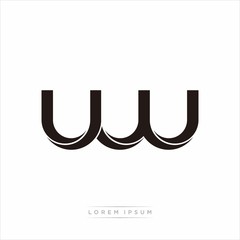 uw Initial Letter Split Lowercase Modern Monogram linked outline rounded logo