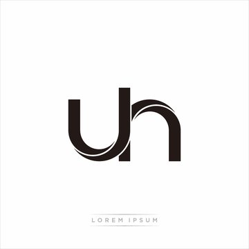 uh Initial Letter Split Lowercase Modern Monogram linked outline rounded logo