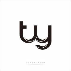 ty Initial Letter Split Lowercase Modern Monogram linked outline rounded logo