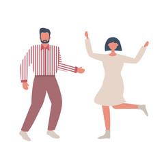 Dancing people. Man and woman rejoice and dance. Icons of positive people. Vector illustration
