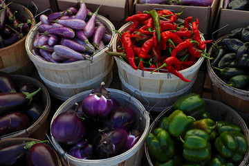 Organic fresh agricultural product at farmer market.