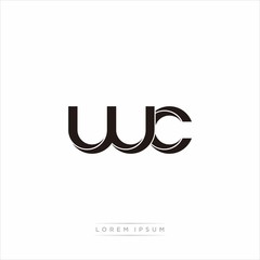 wc Initial Letter Split Lowercase Modern Monogram linked outline rounded logo