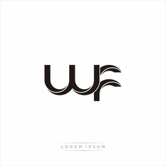 wf Initial Letter Split Lowercase Modern Monogram linked outline rounded logo