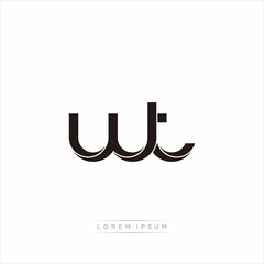 wt Initial Letter Split Lowercase Modern Monogram linked outline rounded logo