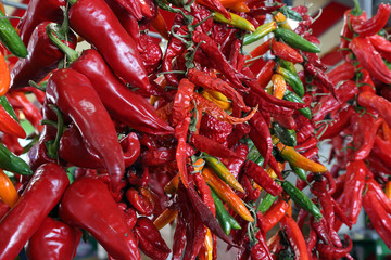 Ecologic, natural cultivated vegetables. Organic, fresh hot pepper. Ecologic natural vegetable background.