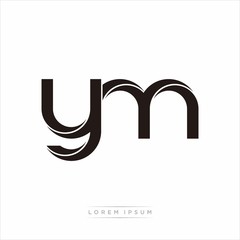 ym Initial Letter Split Lowercase Modern Monogram linked outline rounded logo