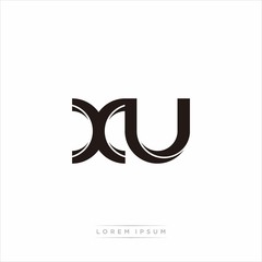 xu Initial Letter Split Lowercase Modern Monogram linked outline rounded logo