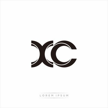xc Initial Letter Split Lowercase Modern Monogram linked outline rounded logo
