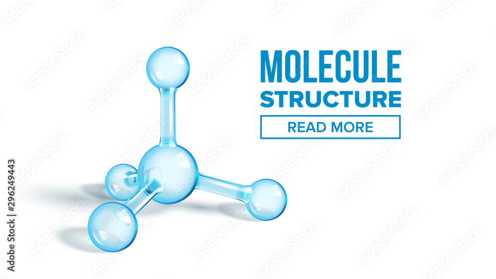 Poster ammonia molecule structure landing page vector. chemistry science molecule for website or webpage. r