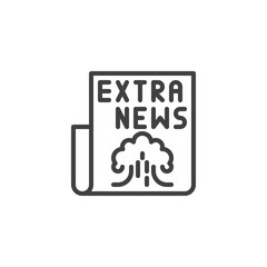War news headline line icon. linear style sign for mobile concept and web design. Extra news newspaper outline vector icon. Symbol, logo illustration. Vector graphics
