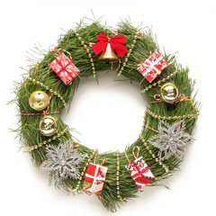 Fototapeta na wymiar CHRISTMAS Wreath on a white background
