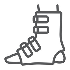 Foot splint line icon, orthopedic and medical, leg bandage sign, vector graphics, a linear pattern on a white background.