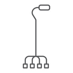 Quad walking thin line icon, orthopedic and medical, quad cane sign, vector graphics, a linear pattern on a white background.
