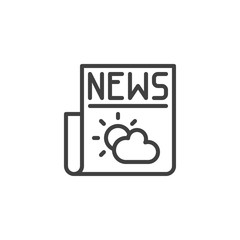 Weather forecast news headline line icon. linear style sign for mobile concept and web design. Weather newspaper publication outline vector icon. Symbol, logo illustration. Vector graphics