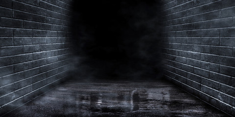 3D Render die nasse Asphaltstraße ist Smog bei Nacht dunkler Hintergrund © releon8211