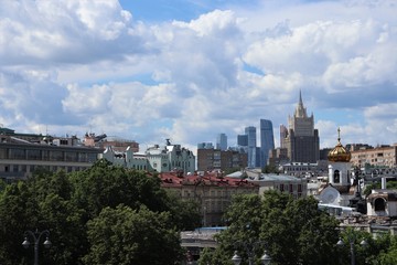 Moscow, Russia: cityscape, houses, MSU building.