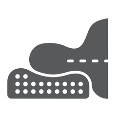 Orthopedic pillow glyph icon, medical and equipment, therapeutic pillow for seniors sign, vector graphics, a solid pattern on a white background.