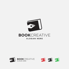 pen book logo template vector