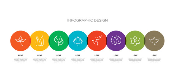 8 colorful  outline icons set such as leaf, leaf, leaf,