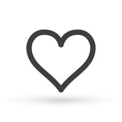 heart icon, concept of love, linear icon thin grey line. Heart shape vector, gray icon.Outline love symbol graphic design.