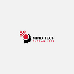 mind tech logo design template vector