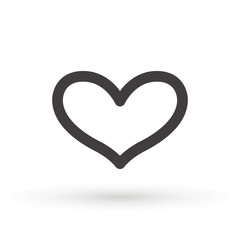 heart icon, concept of love, linear icon thin grey line. Heart shape vector, gray icon.Outline love symbol graphic design.