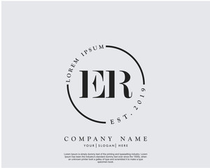 Fototapeta Initial letter ER beauty handwriting logo vector obraz