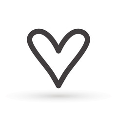 heart icon, concept of love, linear icon thin grey line. Heart shape vector, gray icon.Outline love symbol graphic design.