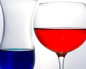 Colorful liquids in glass