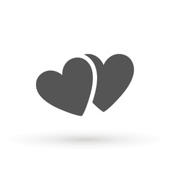 Two lovers hearts. Love symbol. Double heart Icon Vector. Valentine Icon Drawing