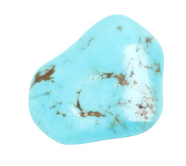 Beautiful light turquoise gemstone on white background