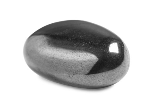 Beautiful shiny hematite gemstone on white background