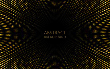 Gold, shiny circles on a black background, abstract background, vector illustration, eps 10